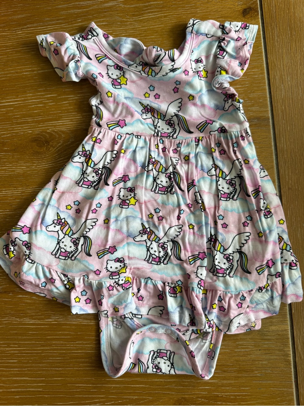 Posh Peanut Pink Hello Kitty Unicorn & Rainbow Ruffle Dress